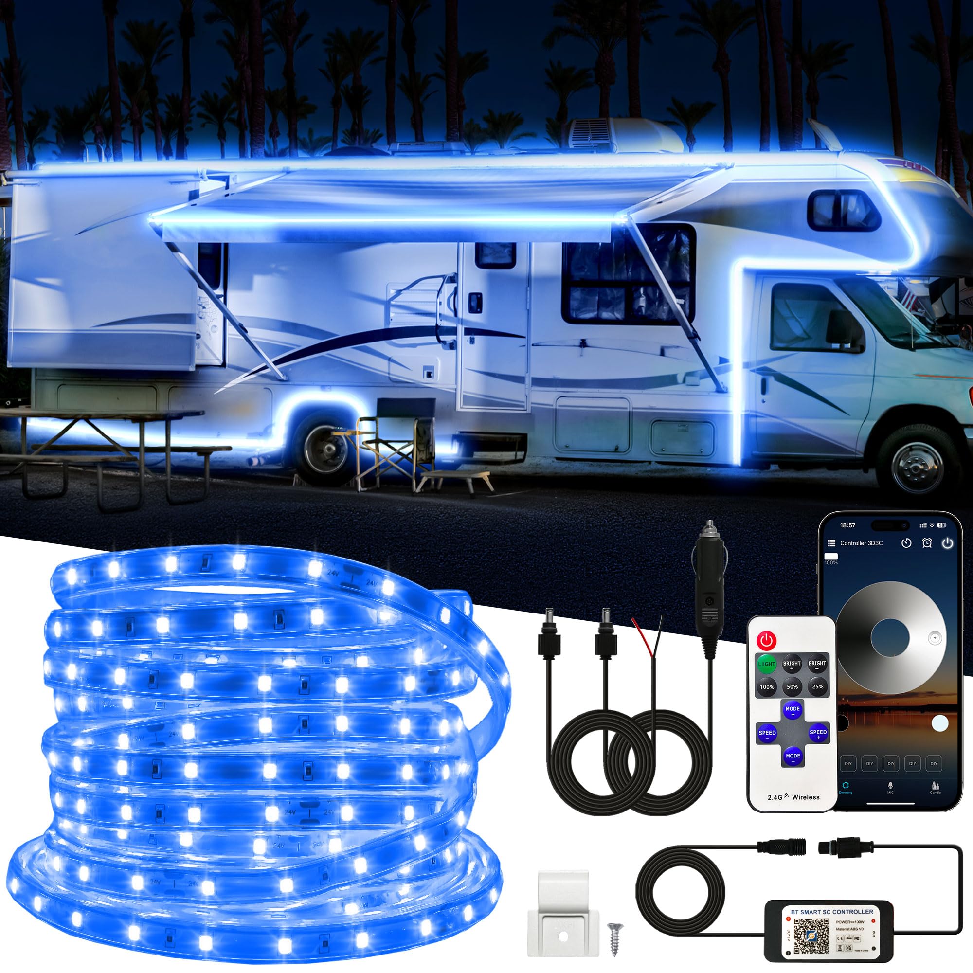Amazon.com: TENDIST RV Awning Led Lights Strip, 12V Blue Camper
